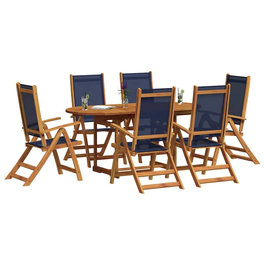 Ensemble à Manger de jardin 7pcs bois d'acacia solide textilène - 7