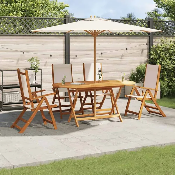 Ensemble à manger de jardin 5pcs bois d'acacia solide textilène