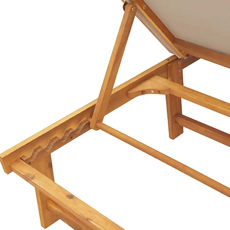 Chaises longues lot de 2 table gris bois d'acacia et textilène - 16