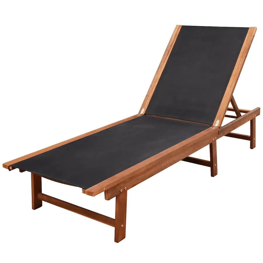 Chaises longues lot de 2 table gris bois d'acacia et textilène - 32