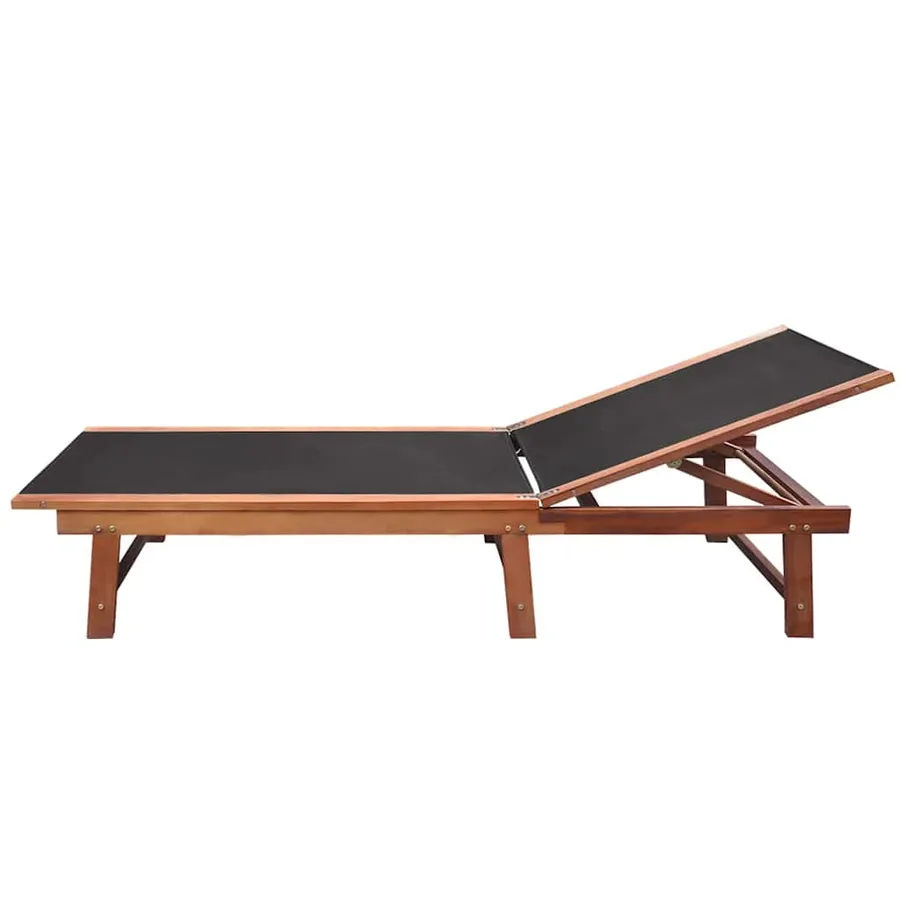 Chaises longues lot de 2 table gris bois d'acacia et textilène - 34