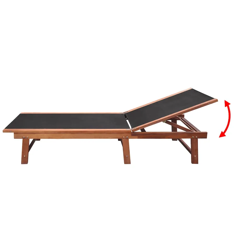 Chaises longues lot de 2 table gris bois d'acacia et textilène - 35