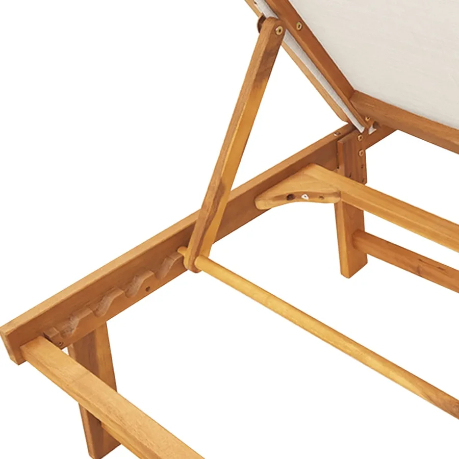 Chaises longues lot de 2 table gris bois d'acacia et textilène - 7
