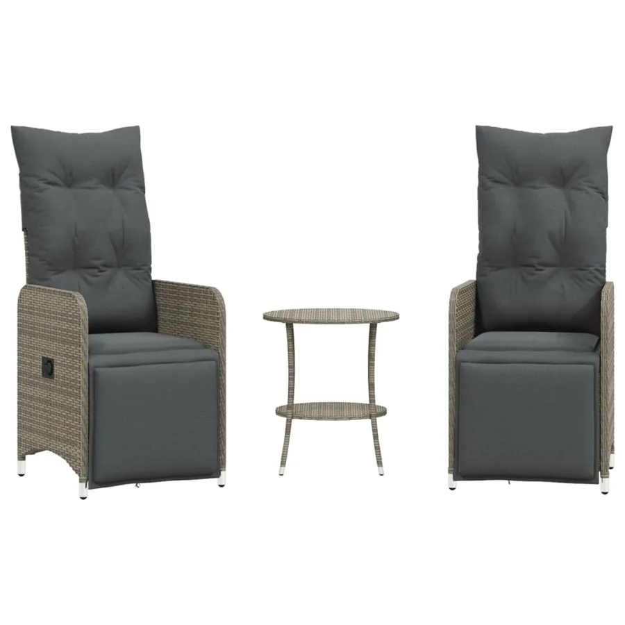 Chaises inclinables de jardin lot de 2 et table résine tressée - 2