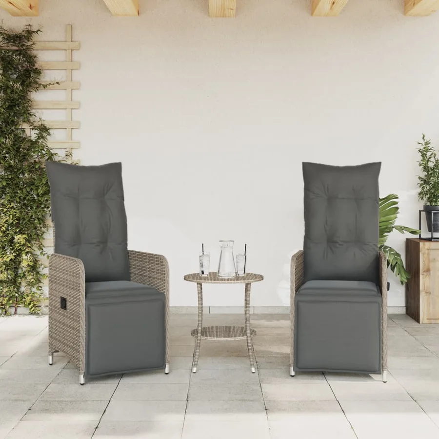 Chaises inclinables de jardin lot de 2 et table résine tressée - 3