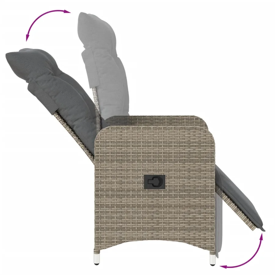 Chaises inclinables de jardin lot de 2 et table résine tressée - 8