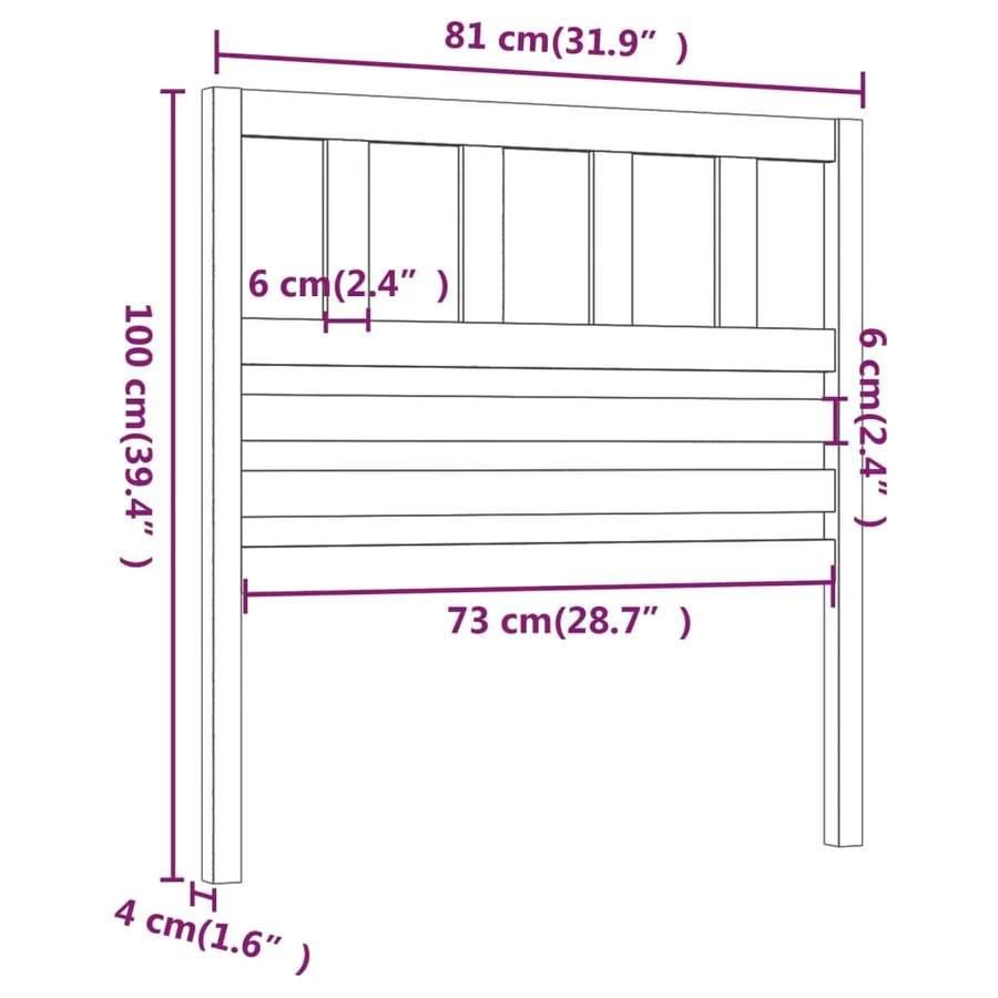 Tête de lit Marron miel 81x4x100 cm Bois massif de pin - 6