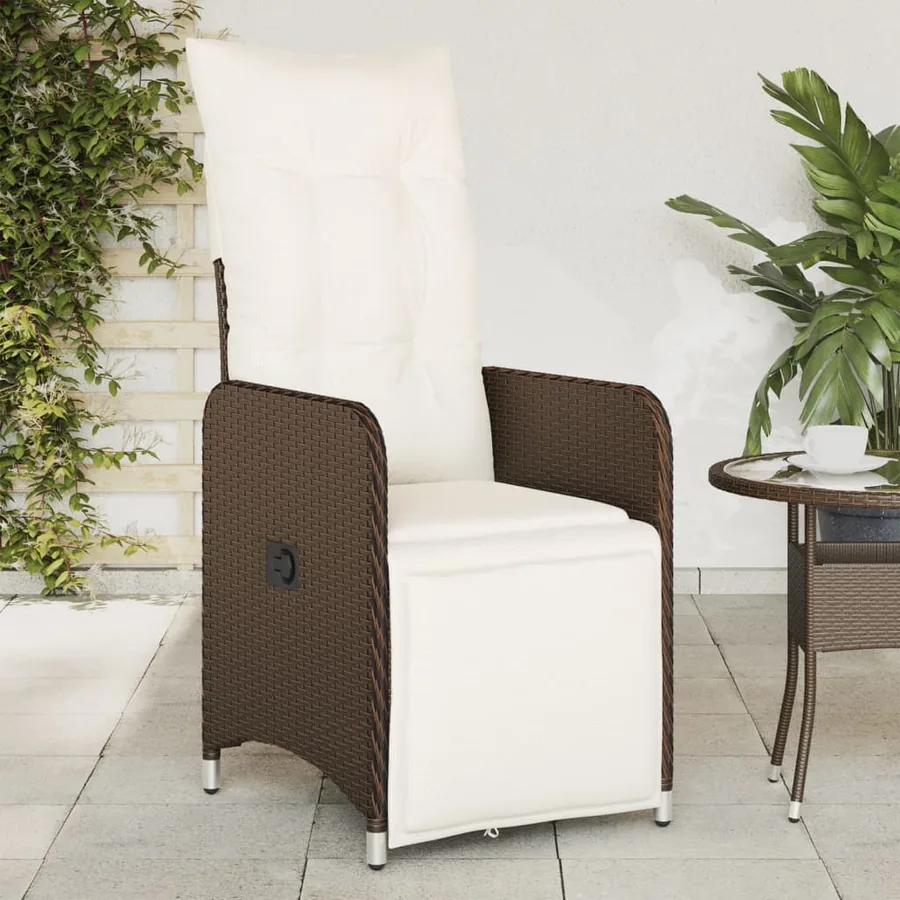 Chaise inclinable de jardin avec coussins marron résine tressée