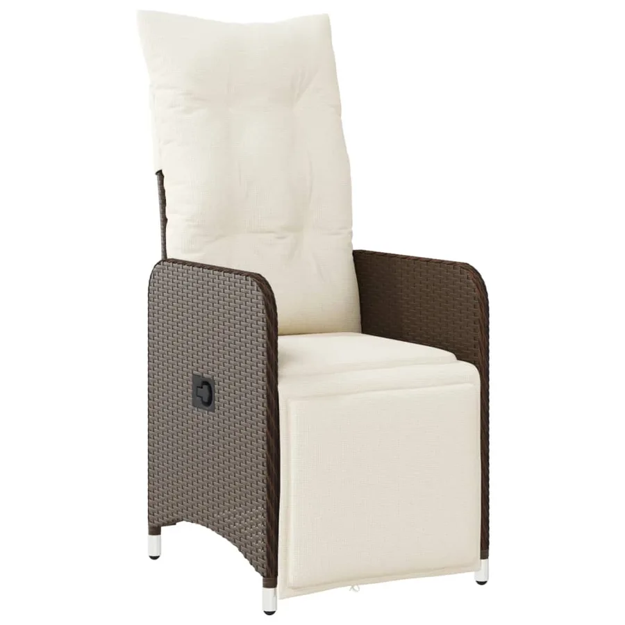 Chaise inclinable de jardin avec coussins marron résine tressée - 2