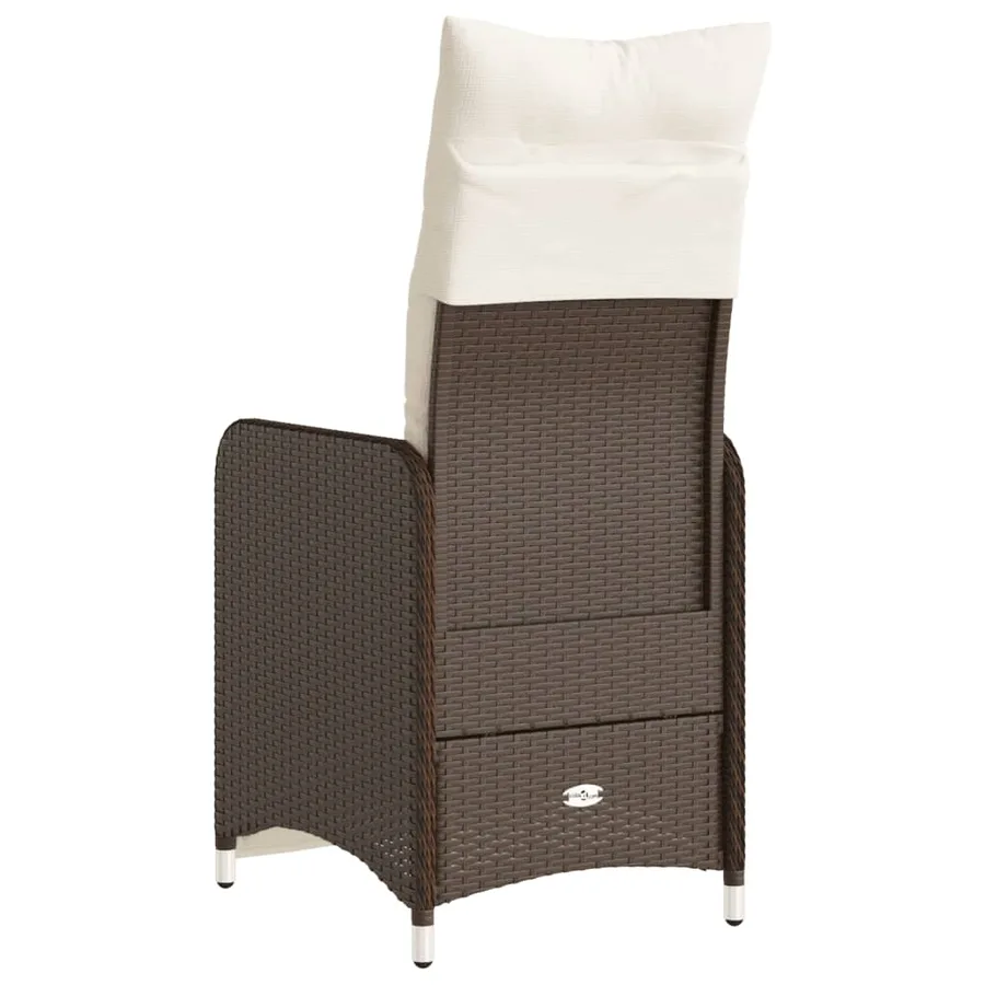 Chaise inclinable de jardin avec coussins marron résine tressée - 6
