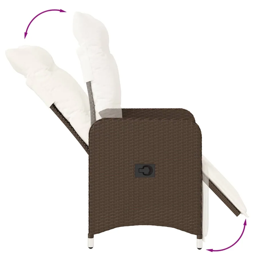 Chaise inclinable de jardin avec coussins marron résine tressée - 7