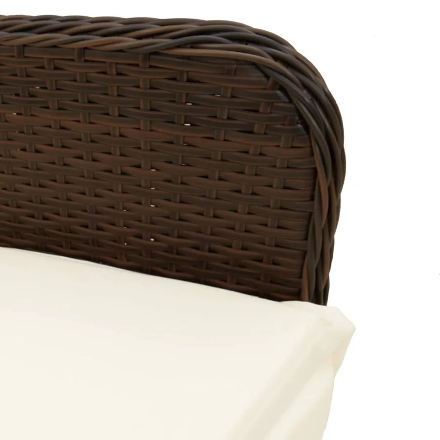 Chaise inclinable de jardin avec coussins marron résine tressée - 8