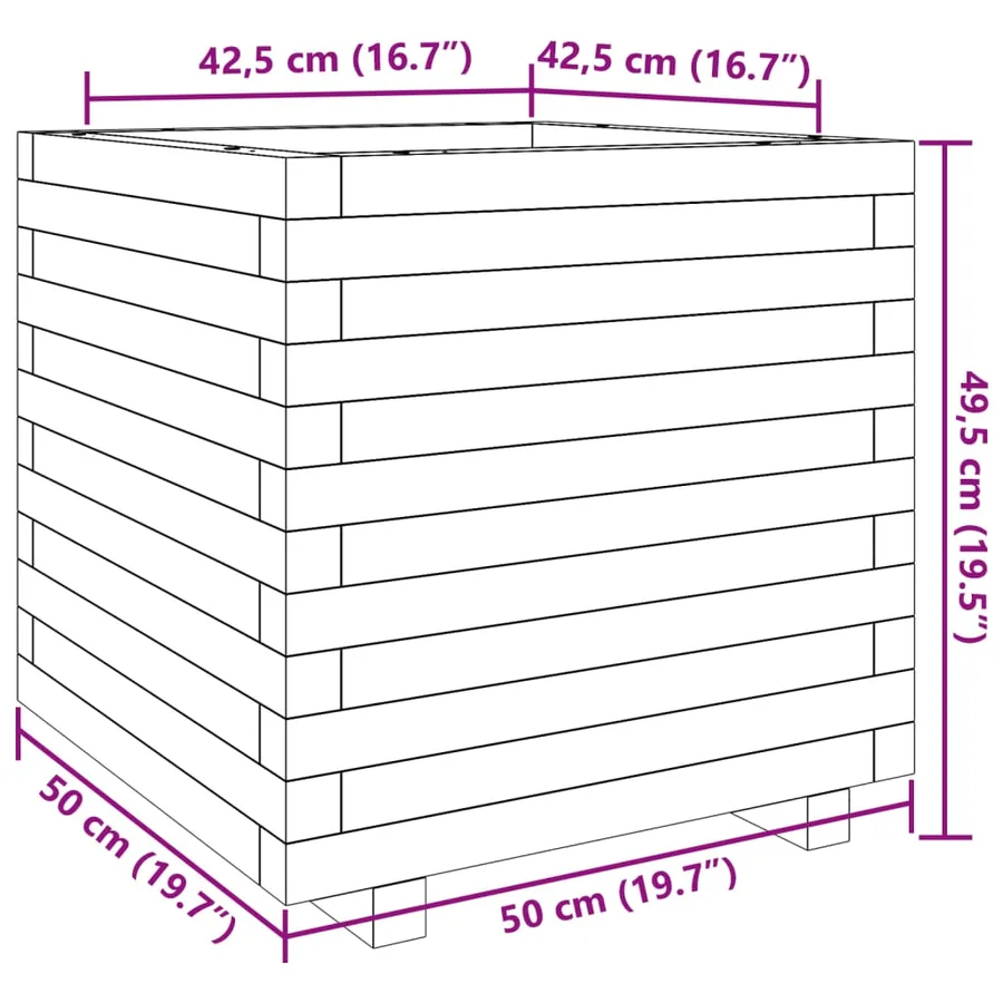 Jardinière blanc 50x50x49,5 cm bois de pin massif - 10