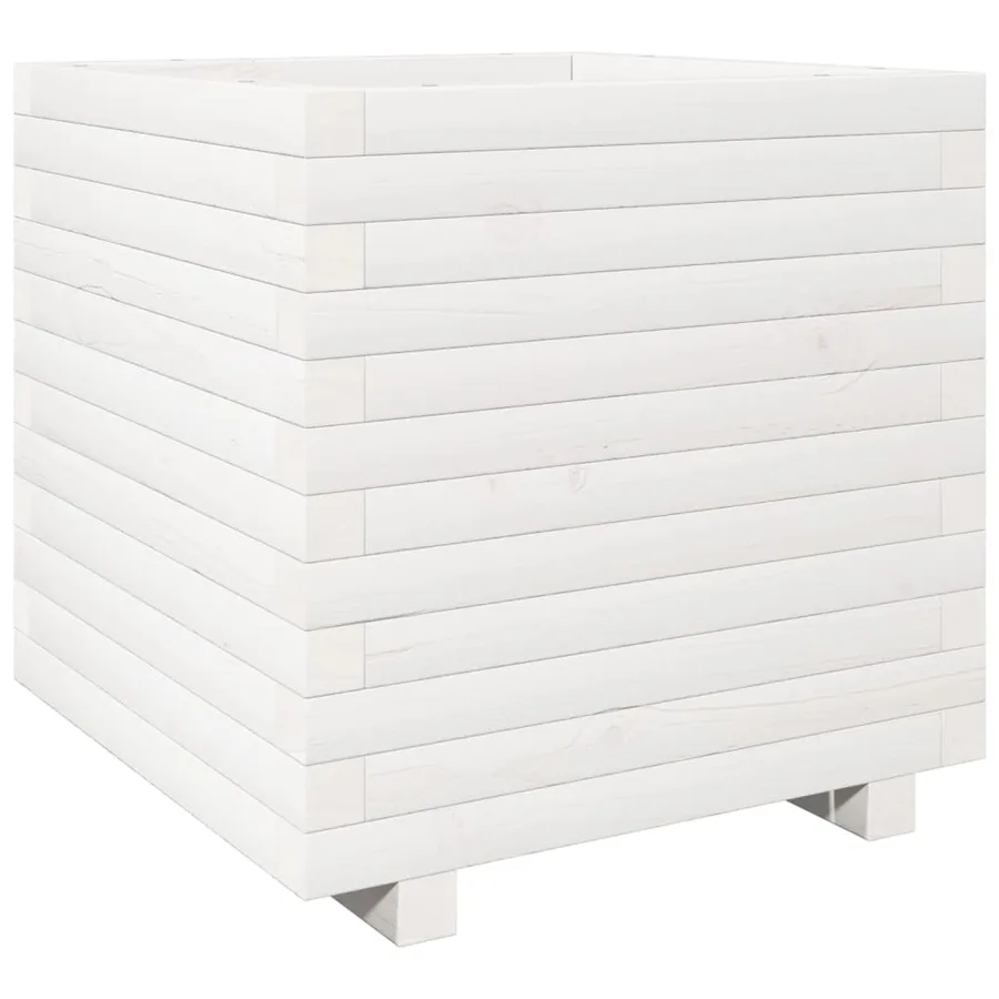 Jardinière blanc 50x50x49,5 cm bois de pin massif - 2