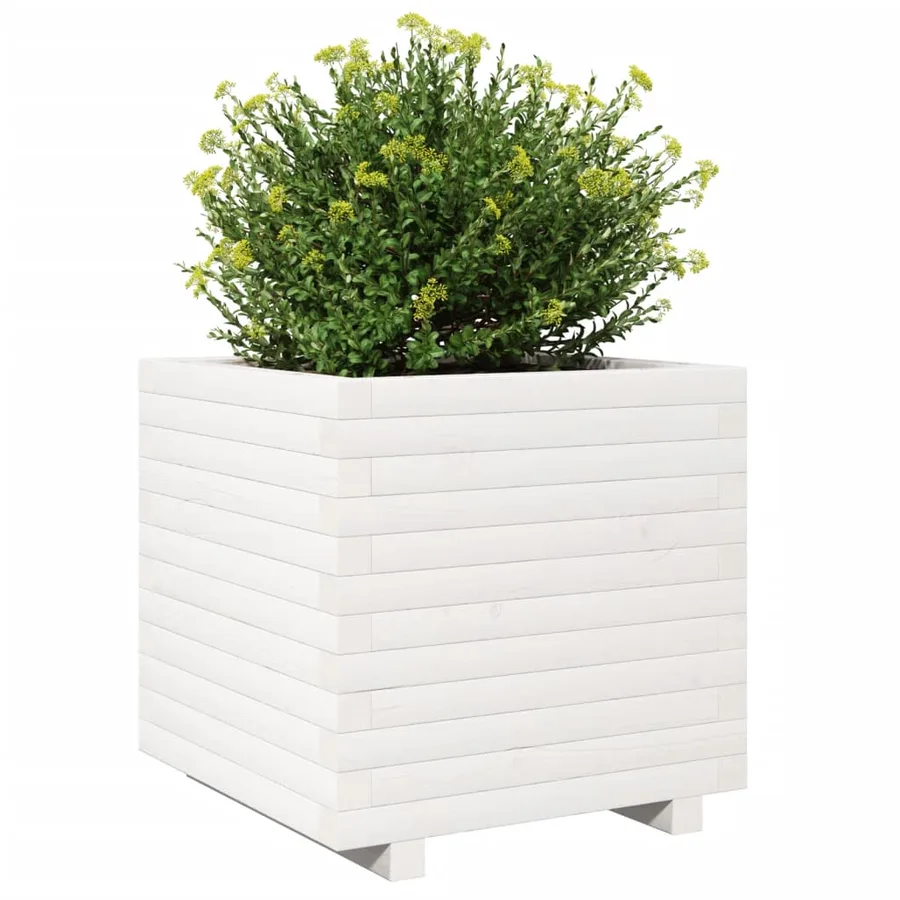 Jardinière blanc 50x50x49,5 cm bois de pin massif - 4