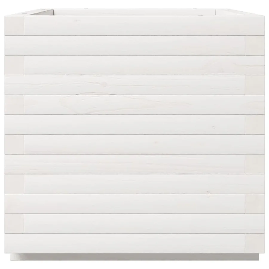 Jardinière blanc 50x50x49,5 cm bois de pin massif - 6