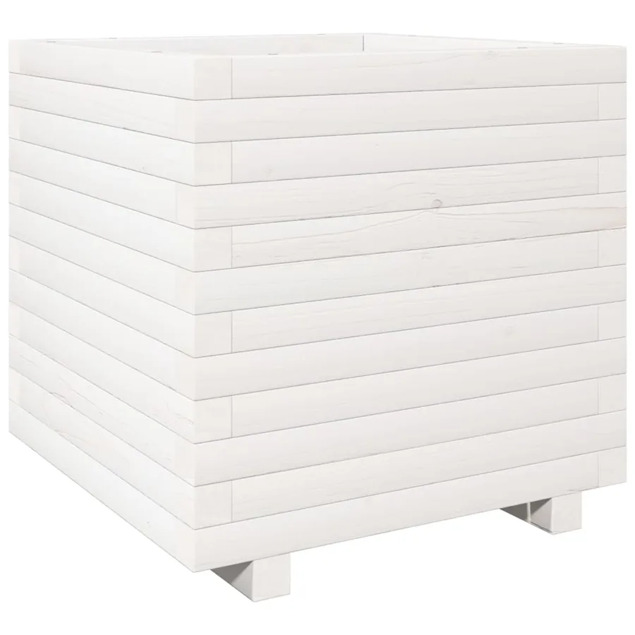 Jardinière blanc 50x50x49,5 cm bois de pin massif - 7