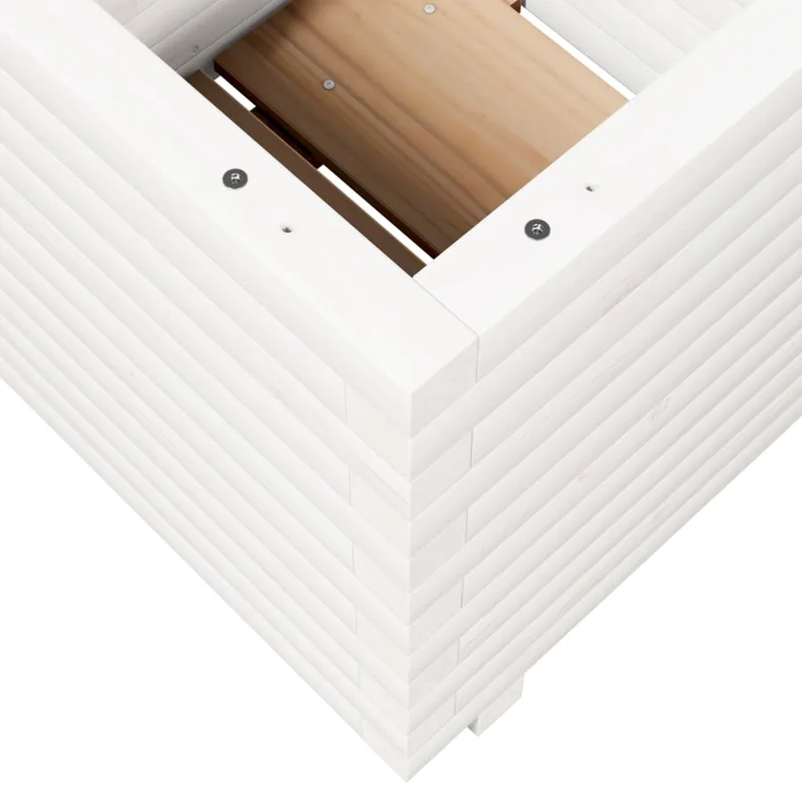 Jardinière blanc 50x50x49,5 cm bois de pin massif - 8