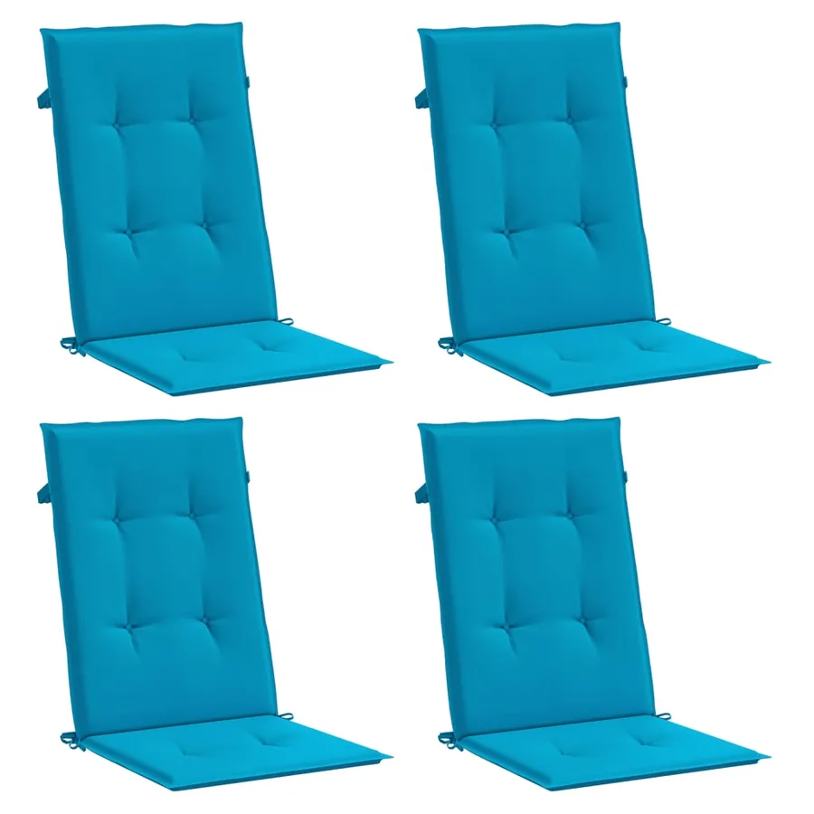 Coussins de chaise de jardin à dossier haut lot de 4 bleu tissu - 3