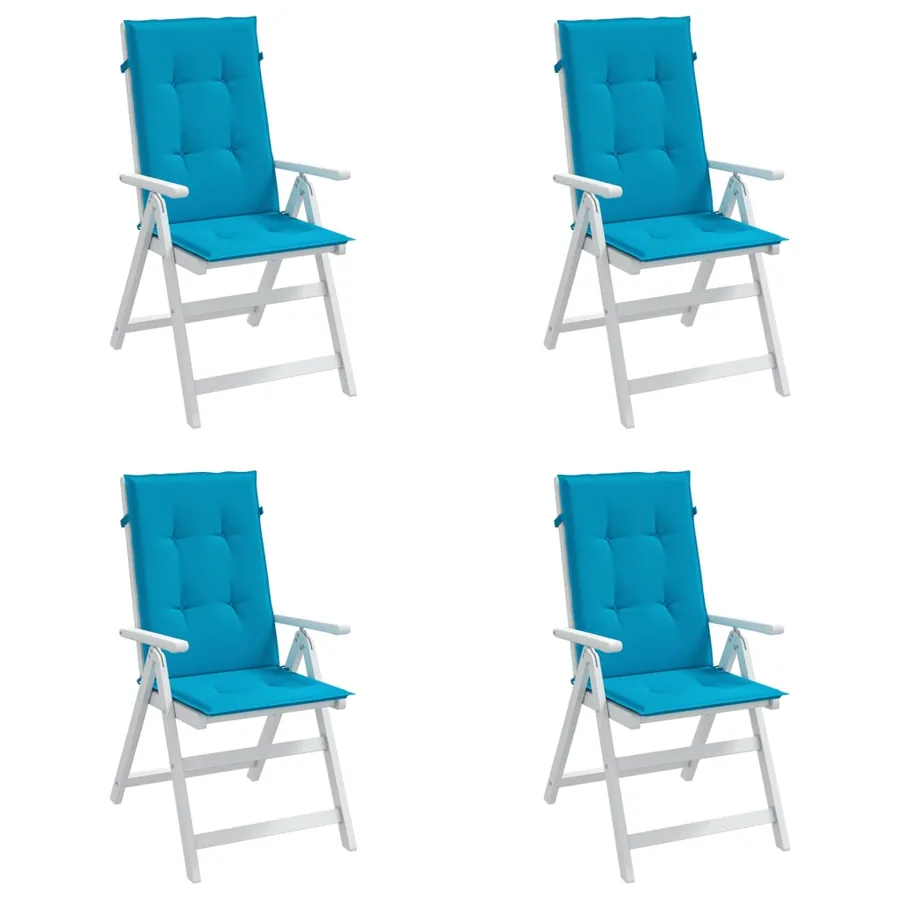 Coussins de chaise de jardin à dossier haut lot de 4 bleu tissu - 4
