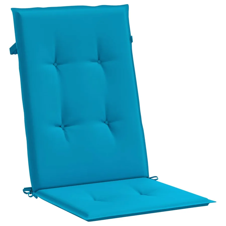 Coussins de chaise de jardin à dossier haut lot de 4 bleu tissu - 5