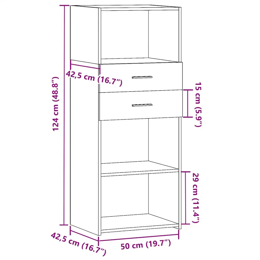 Buffet haut chêne fumé 50x42,5x124 cm bois d'ingénierie - 10