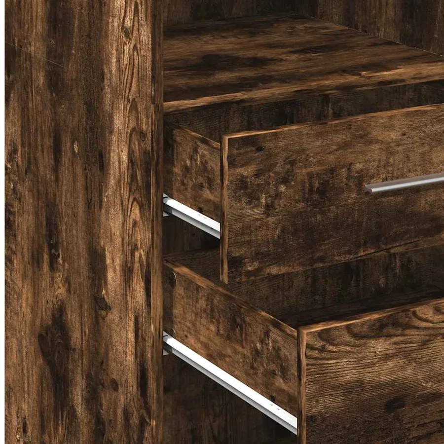Buffet haut chêne fumé 50x42,5x124 cm bois d'ingénierie - 8