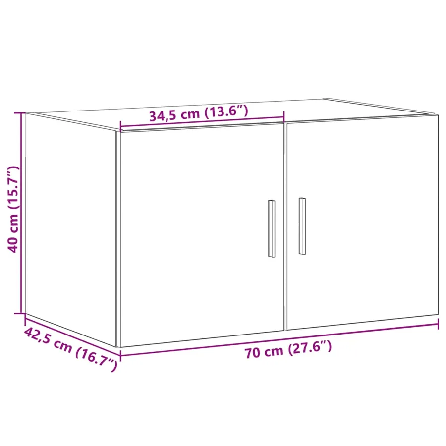 Armoire murale chêne fumé 70x42,5x40 cm bois d'ingénierie - 11