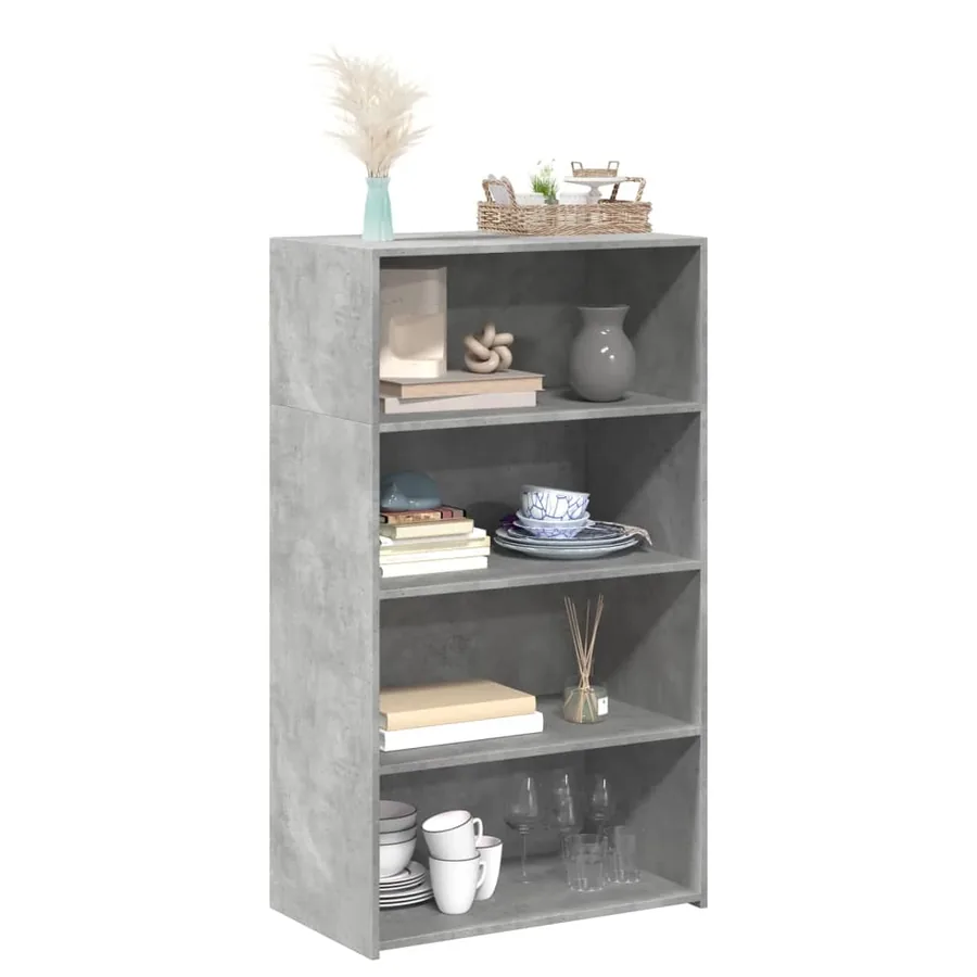 Buffet haut gris béton 70x41x124 cm bois d'ingénierie