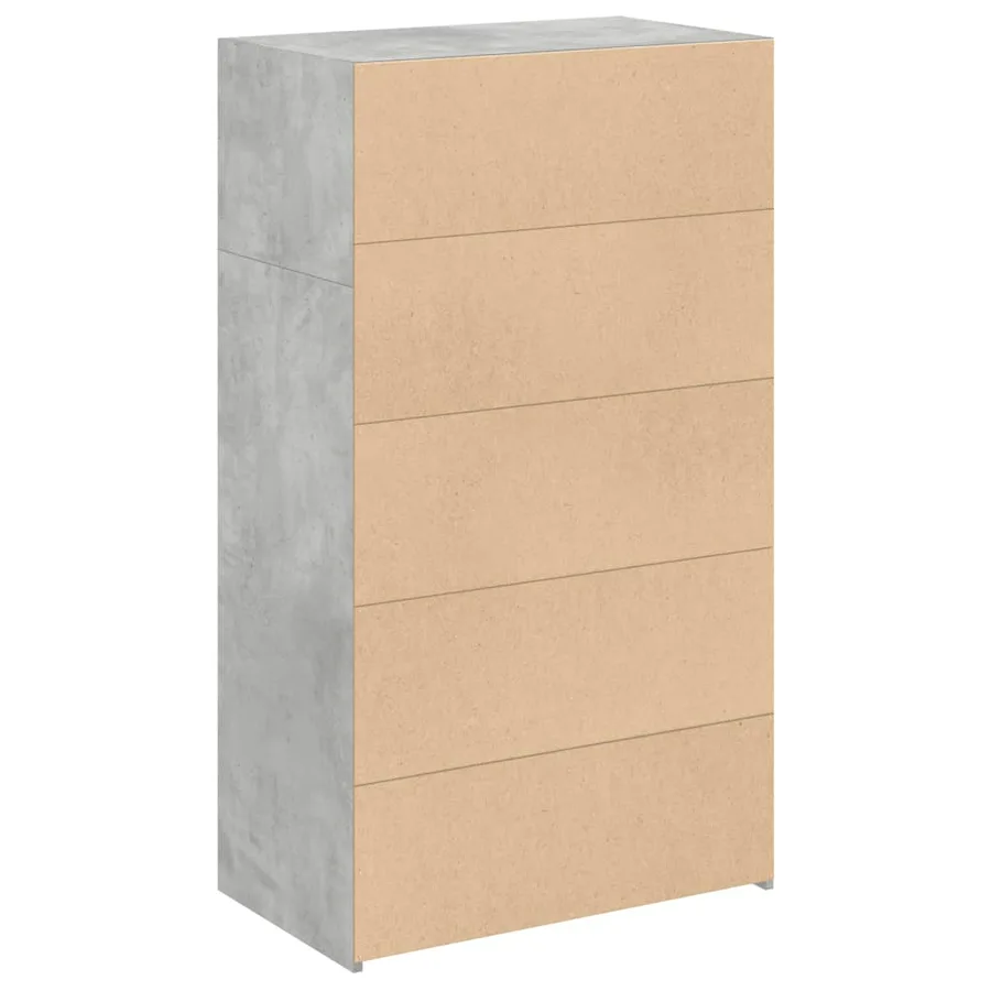 Buffet haut gris béton 70x41x124 cm bois d'ingénierie - 6
