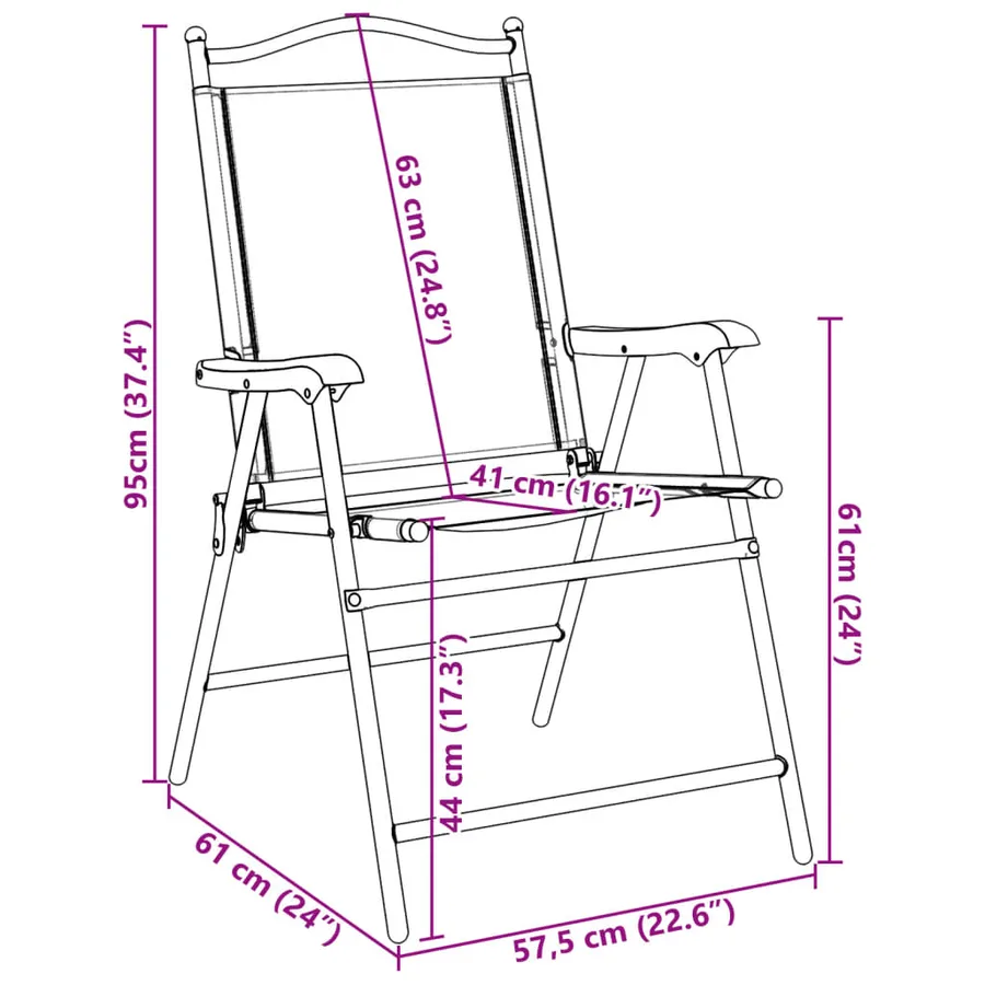 Chaises de jardin pliables lot de 8 en acier et textilène - 12