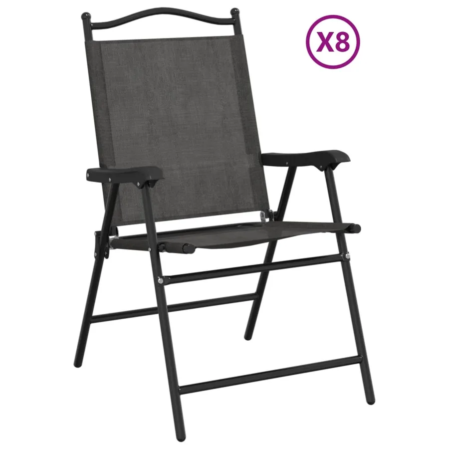 Chaises de jardin pliables lot de 8 en acier et textilène - 2
