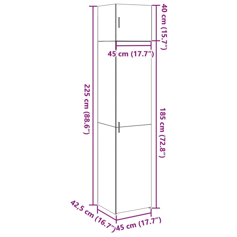 Armoire de rangement mince sonoma gris 45x42,5x225 cm - 14