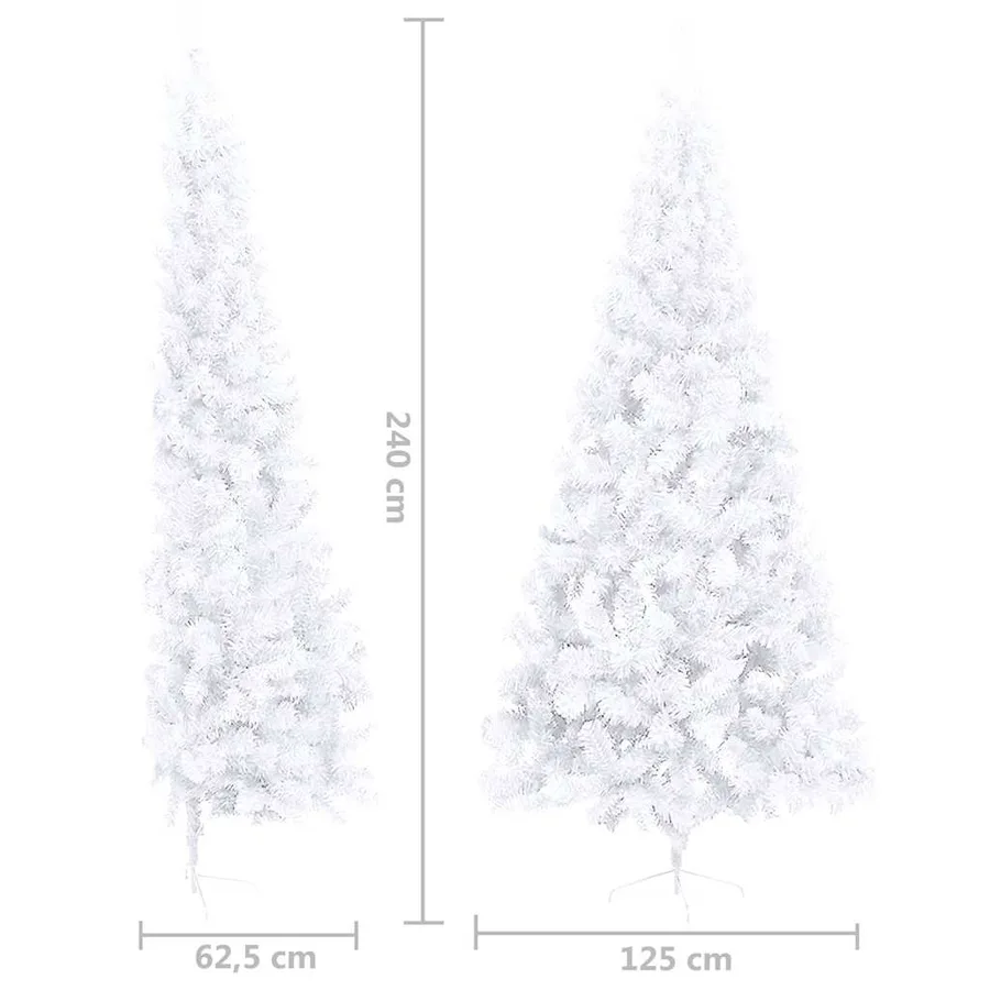 Demi-arbre de Noël artificiel pré-éclairé et boules blanc 240cm - 15