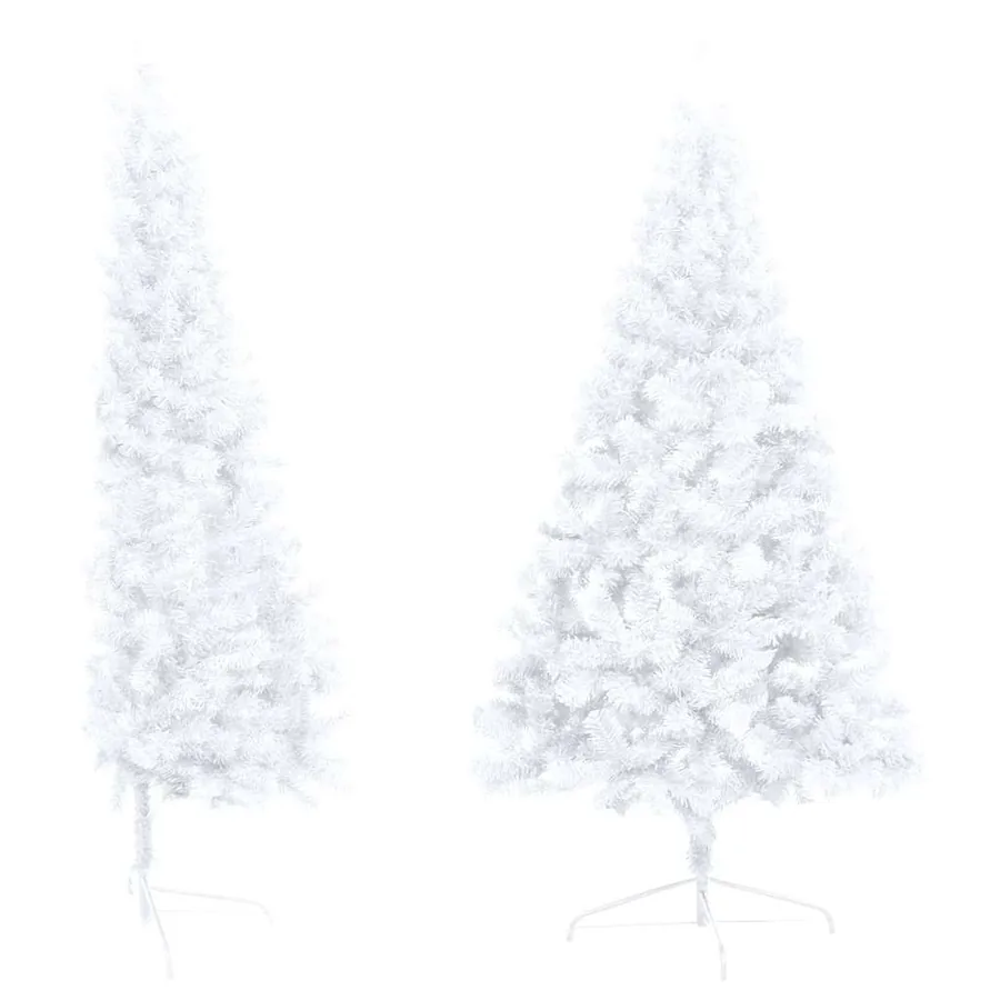 Demi-arbre de Noël artificiel pré-éclairé et boules blanc 240cm - 3