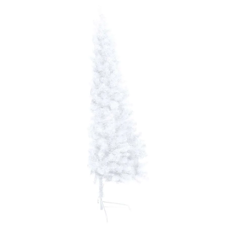 Demi-arbre de Noël artificiel pré-éclairé et boules blanc 240cm - 4