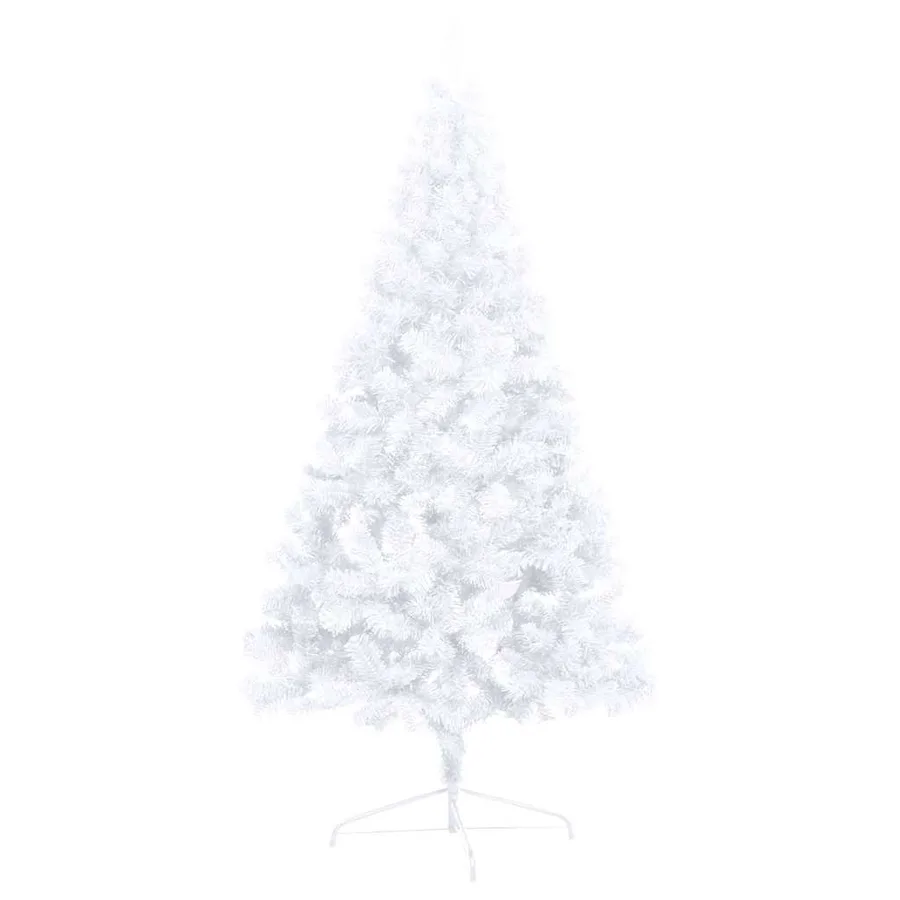 Demi-arbre de Noël artificiel pré-éclairé et boules blanc 240cm - 5