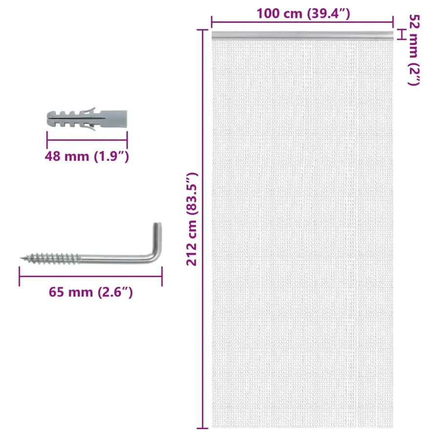 Moustiquaire de porte à chaîne 100x212 cm aluminium - 5