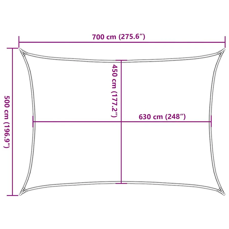 Voile d'ombrage 160 g/m² rectangulaire bleu 5x7 m PEHD - 10