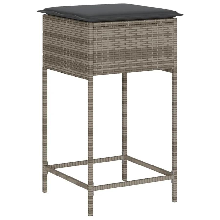 Ensemble de bar de jardin 7 pcs avec coussins gris poly rotin - 4