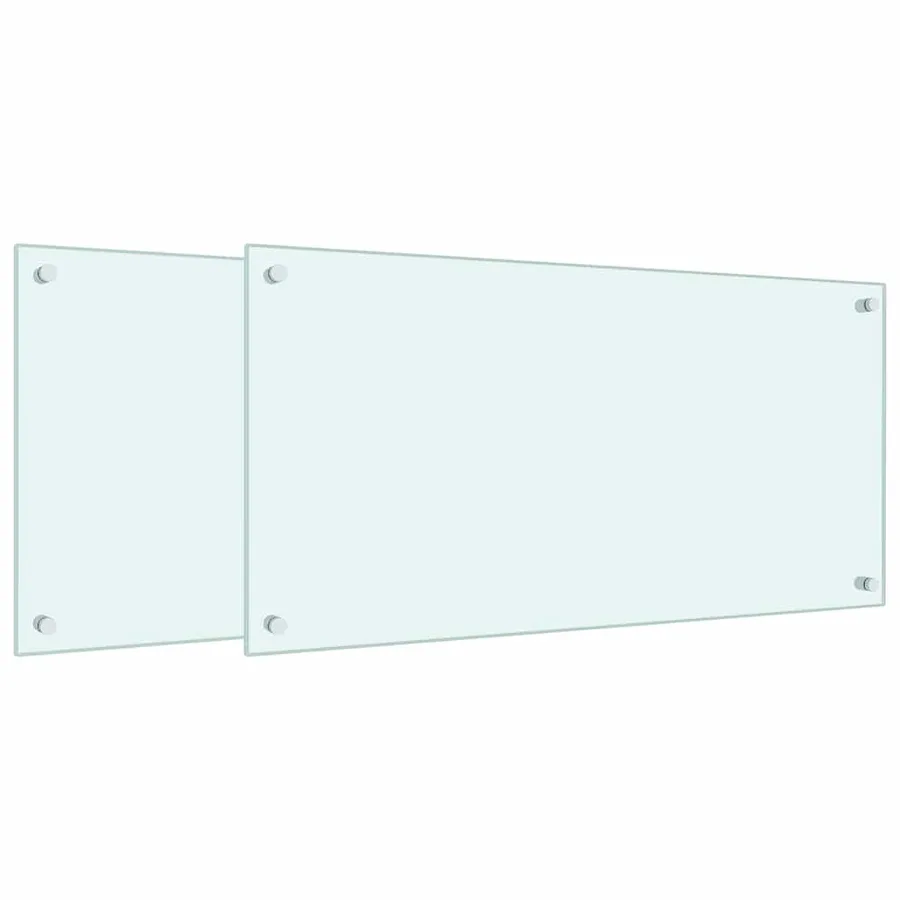 Dosserets de cuisine 2 pcs blanc 80x40 cm verre trempé - 2