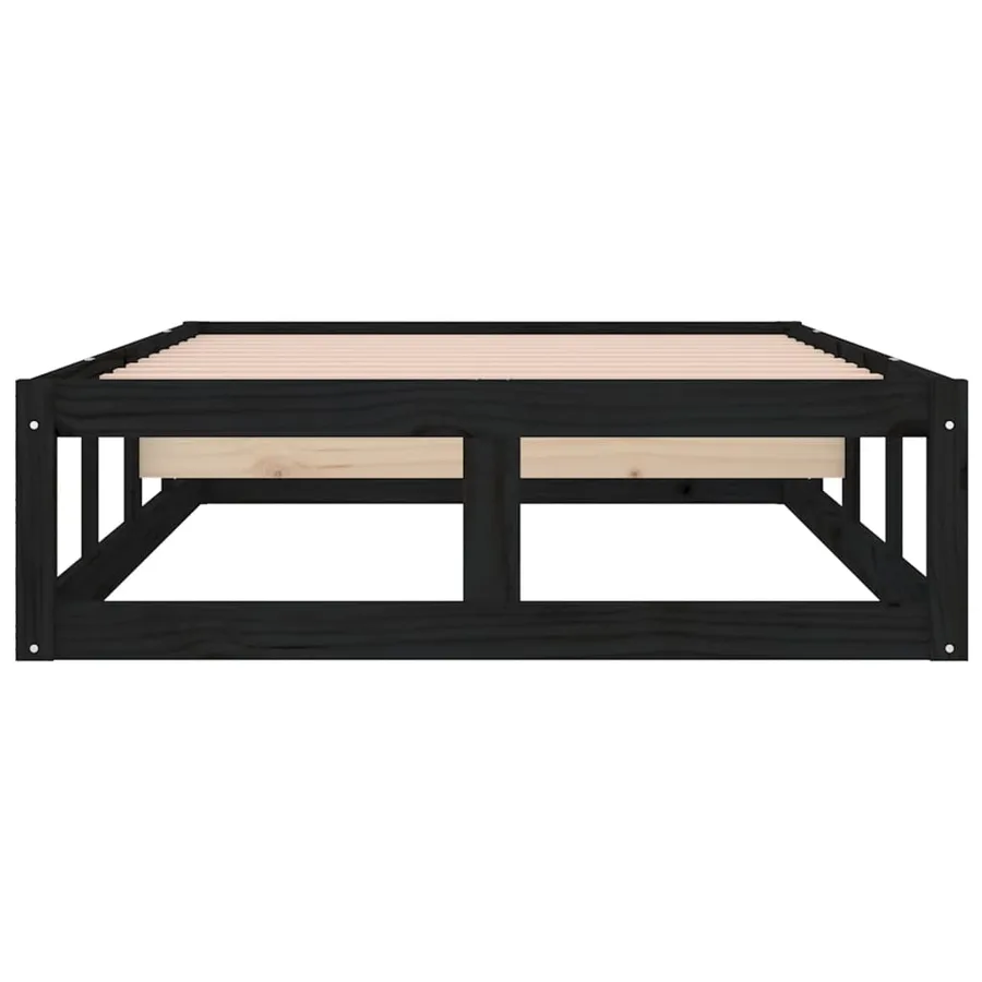 Cadre de lit sans matelas noir 90x200 cm bois massif - 5