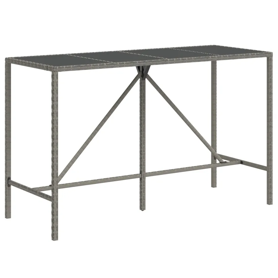 Ensemble de bar de jardin 7 pcs avec coussins gris poly rotin - 5