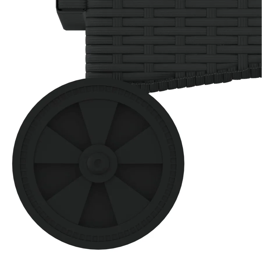 Chaise longue avec roues et coussin noir résine tressée - 9