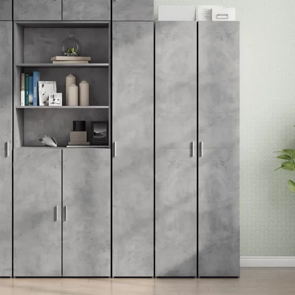 Buffet haut gris béton 30x42,5x185 cm bois d'ingénierie
