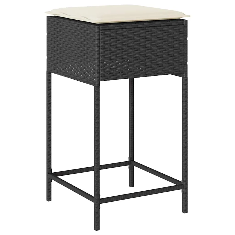 Ensemble de bar de jardin 3 pcs avec coussins noir poly rotin - 4