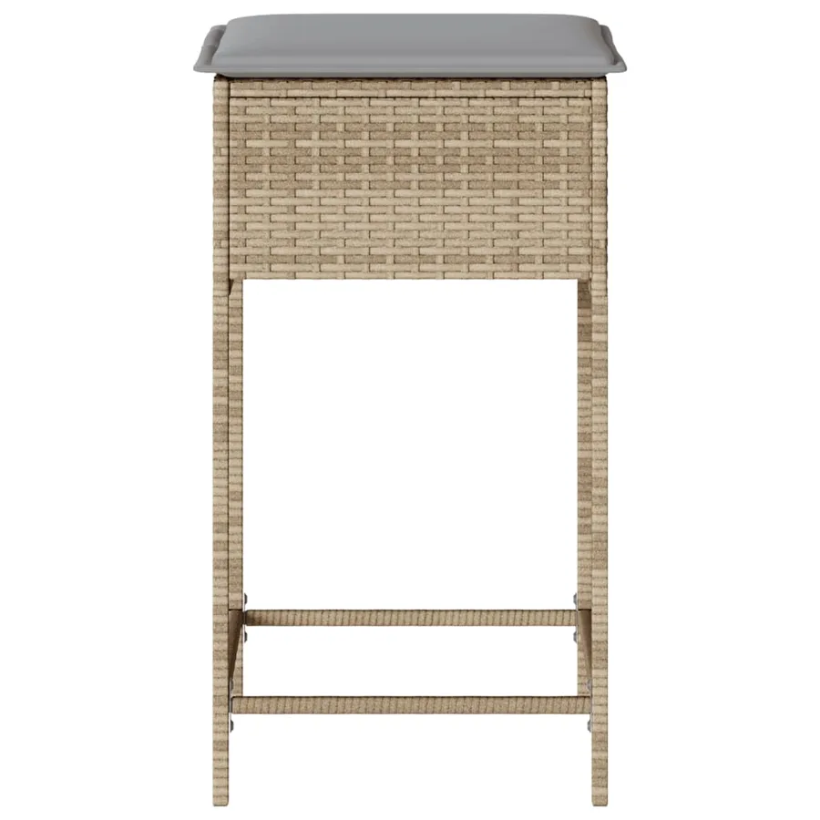Tabourets de bar jardin avec coussins lot de 2 beige poly rotin - 5