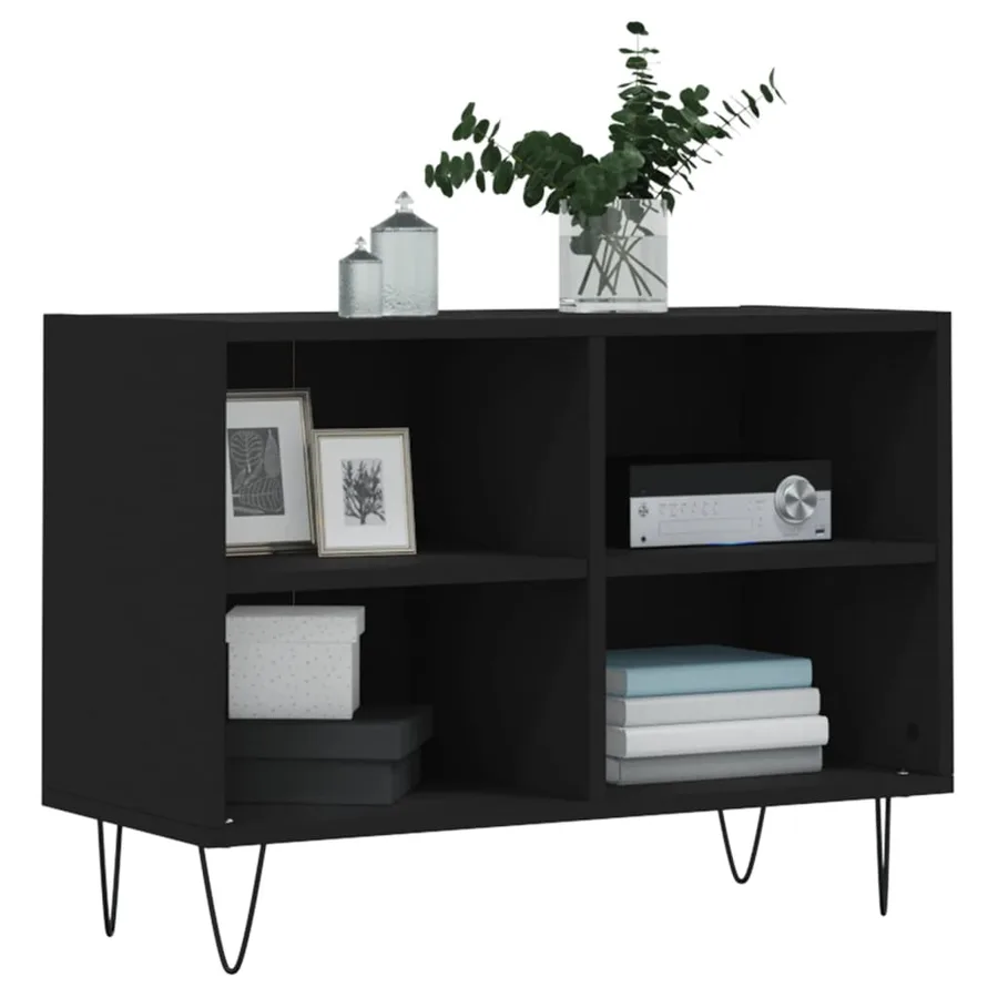 Meuble TV noir 69,5 x 30 x 50 cm bois d'ingénierie - 3