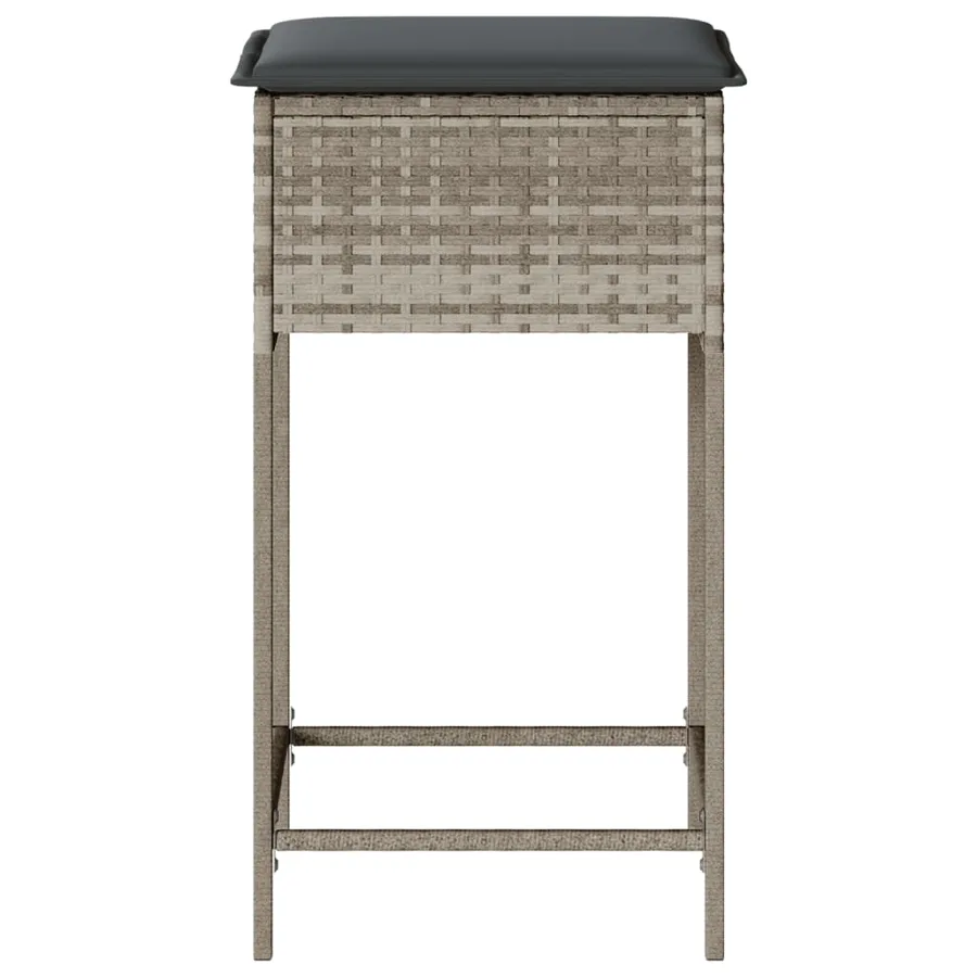 Tabourets de bar jardin avec coussins lot de 2 gris clair rotin - 5
