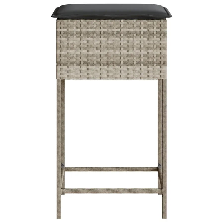 Tabourets de bar jardin avec coussins lot de 2 gris clair rotin - 6